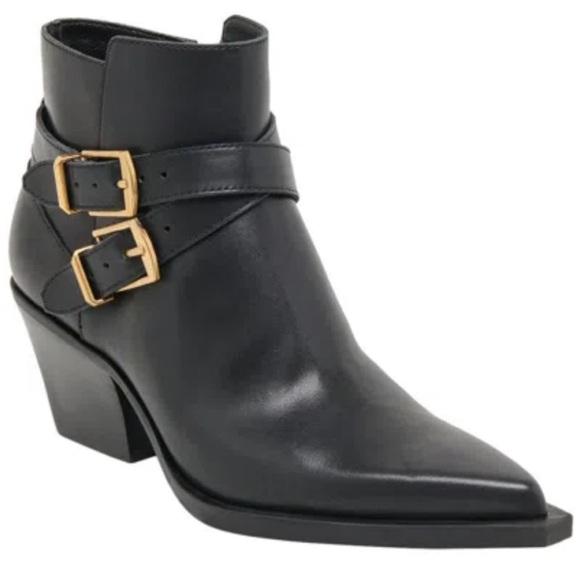 Dolce Vita Reyner Black Leather Booties - Picture 1 of 9